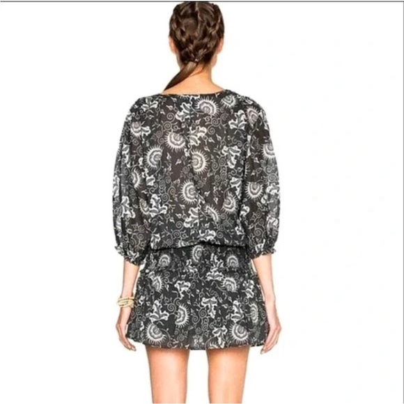 Ulla Johnson Batu Smocked Mini Dress Puff Sleeve Boho Designer Size 2/4 - Picture 9 of 9